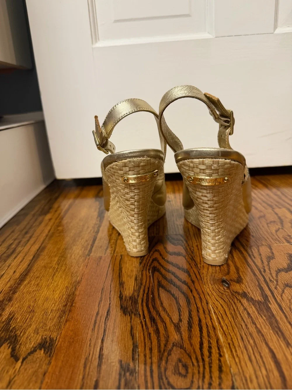 Lilly Pulitzer Gold Peep-Toe Slingback Heels